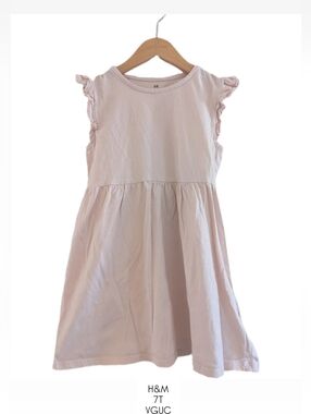 H&M Light Pink Sleeveless Ruffle-Trim Dress